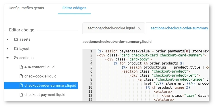Personalizar layout Escadio E-commerce